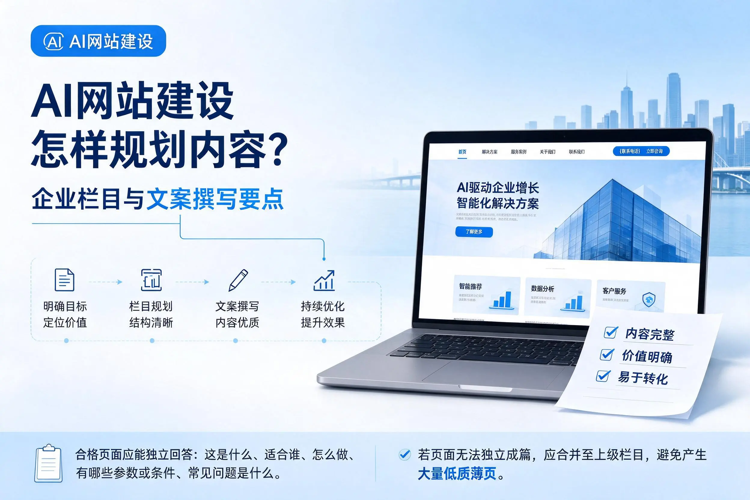 AI网站建设怎样规划内容?汕头企业栏目与文案撰写要点